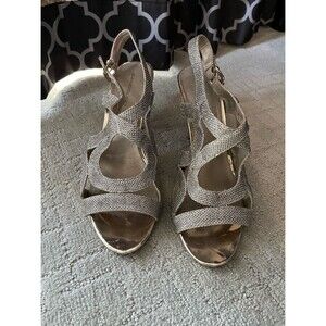 Bandolino 10 Juana Gold Metallic Strappy Heels Sandals
